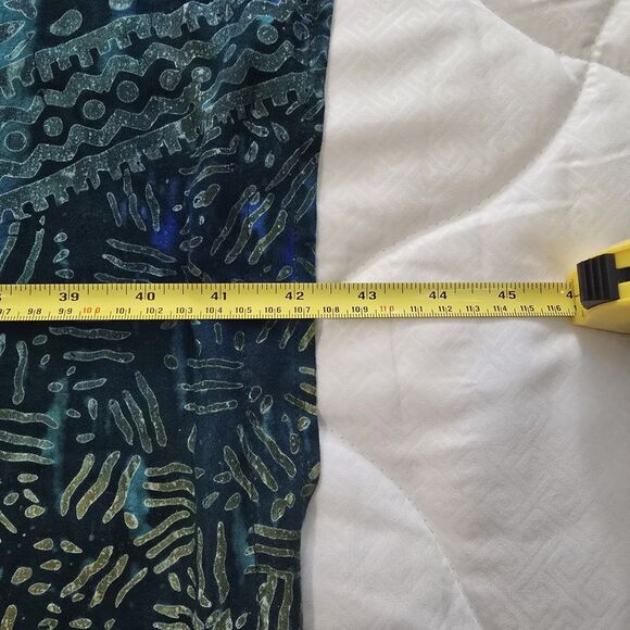 Van Klee Blue Green Gold Asian Style Batik Kaftan Tunic 100% Rayon OS/Plus BoHo - Picture 6 of 7